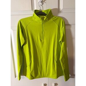 Sport-Tek Womens Lime Green Quarter Zip Pullover Performance Top Size M
